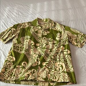 Green and Cream Patterned Shirt